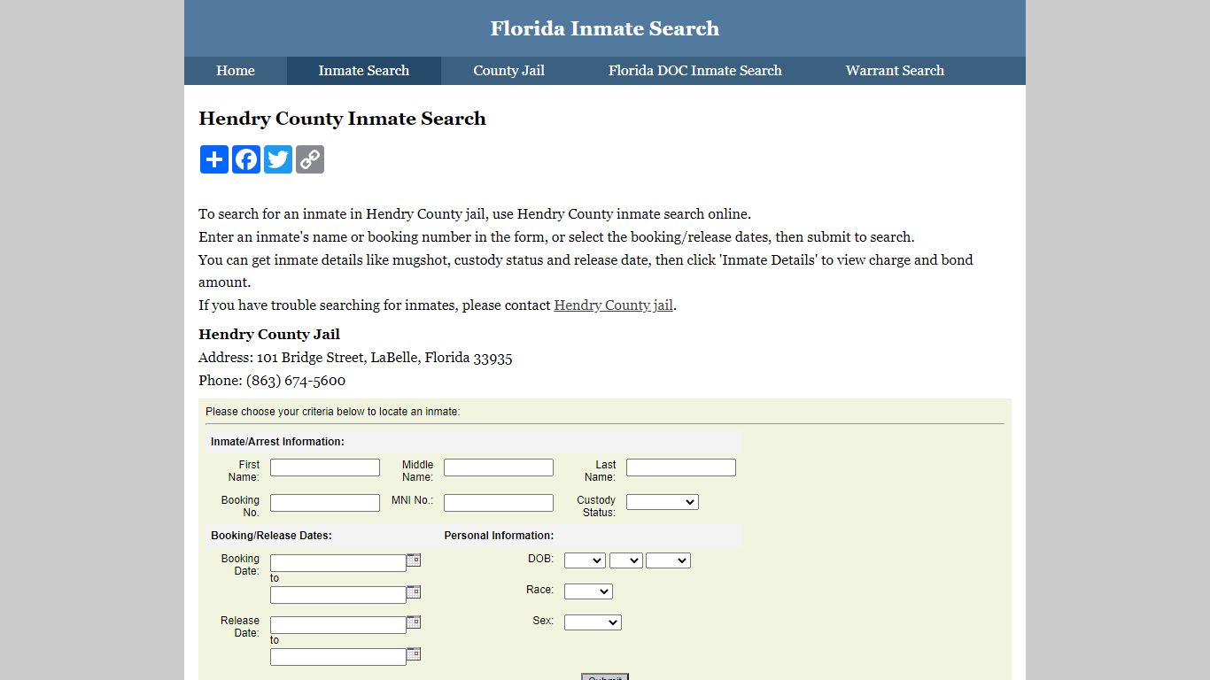 Hendry County Inmate Search