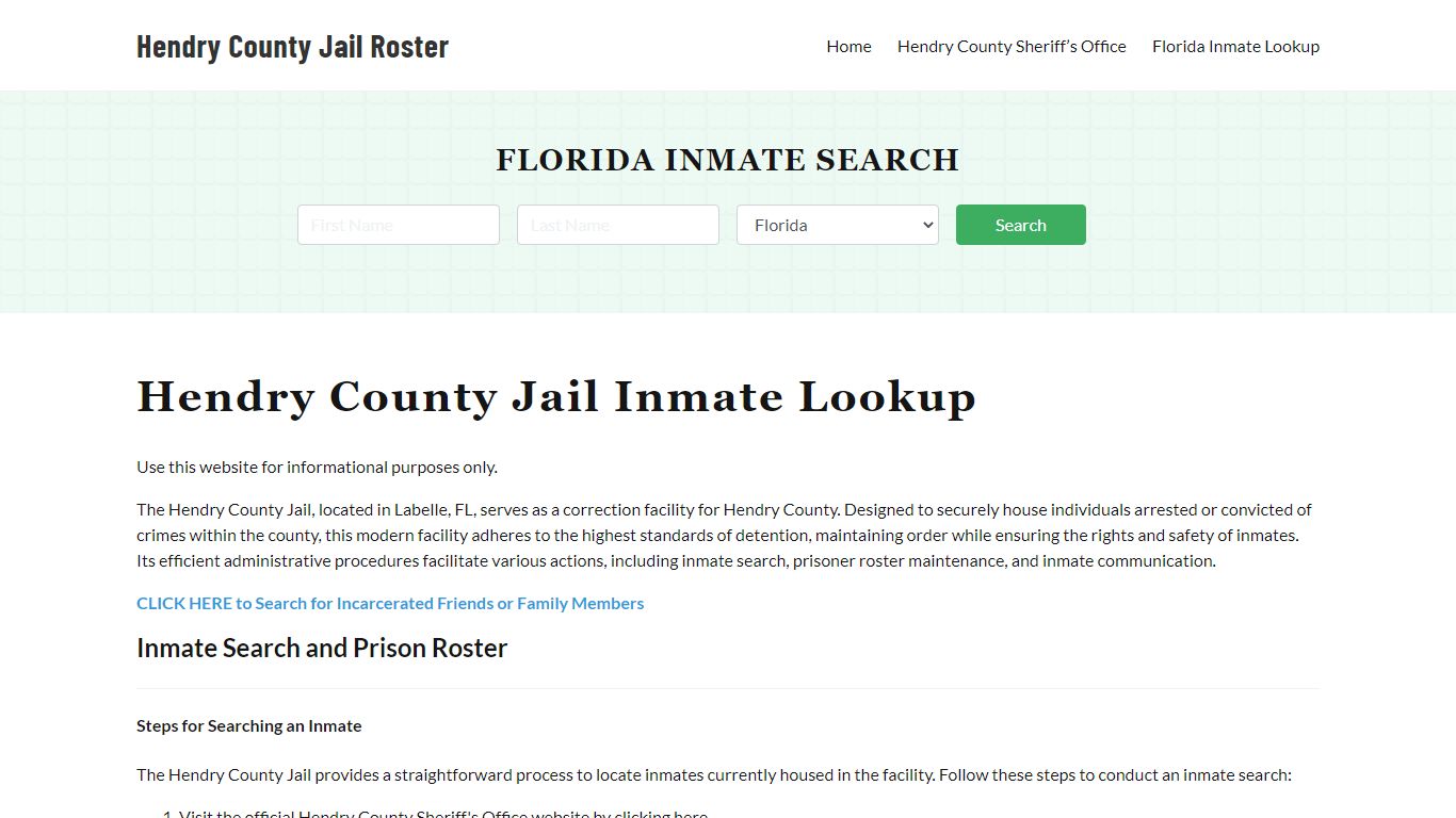 Hendry County Jail Roster Lookup, FL, Inmate Search