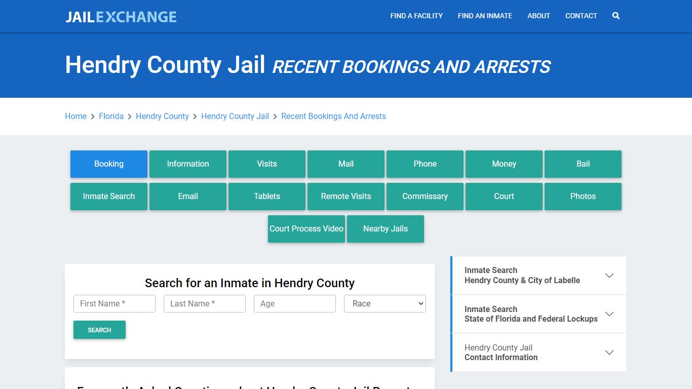 Hendry County Jail Recent Bookings And Arrests - Jail Exchange