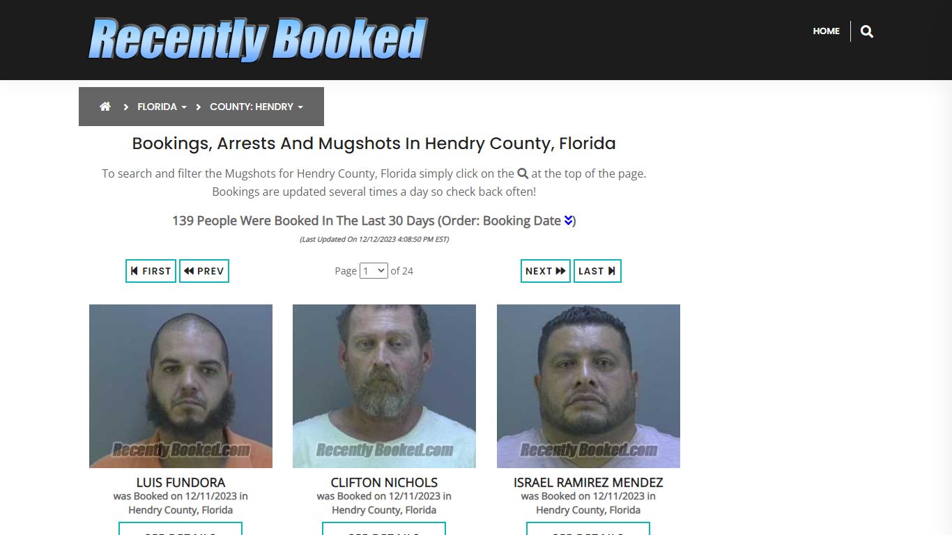 Recent bookings, Arrests, Mugshots in Hendry County, Florida