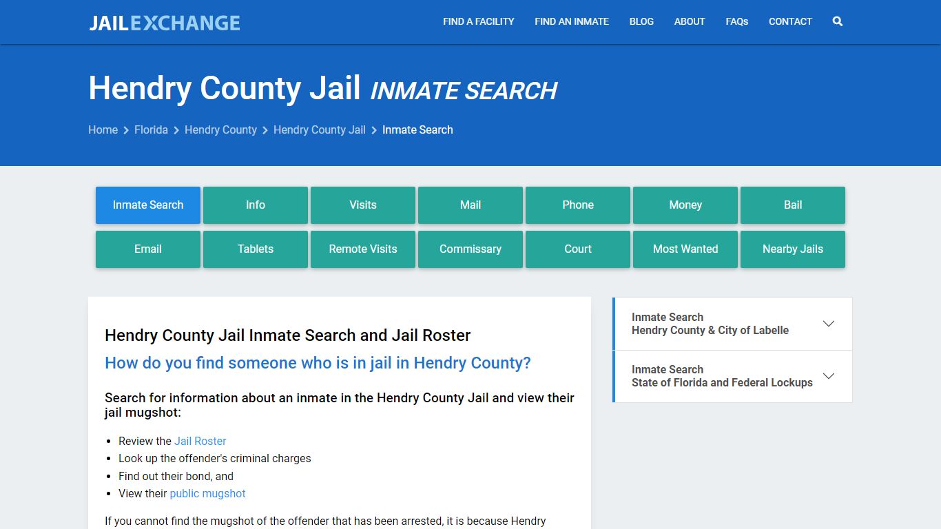 Inmate Search: Roster & Mugshots - Hendry County Jail, FL